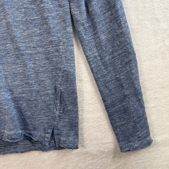 Rag & Bone M Medium Tee Owen Heather Blue Linen Long Sleeve Crewneck T-Shirt - Picture 3 of 11